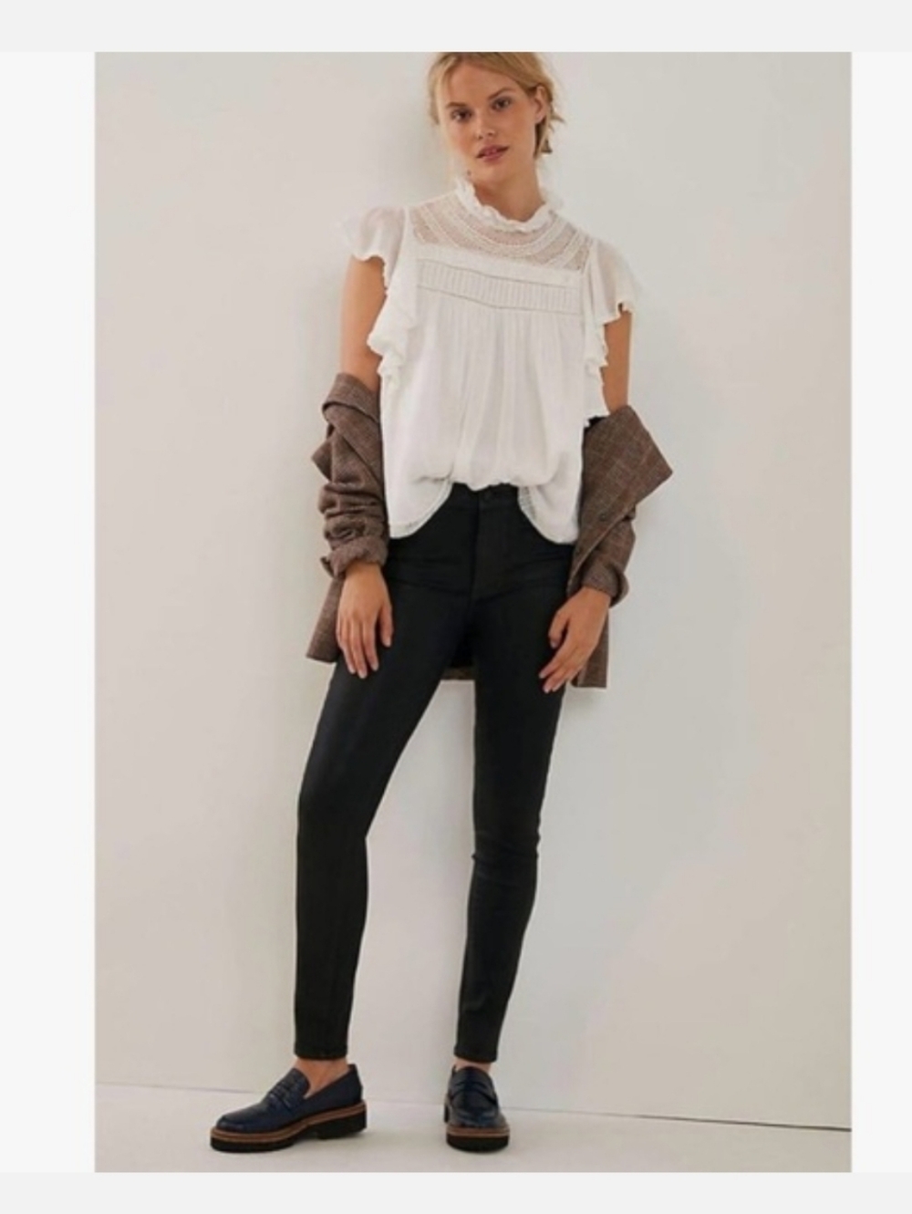 Paige Hoxton Ultra Skinny Luxe Coating Wax Denim in Black Jeans Size 31
